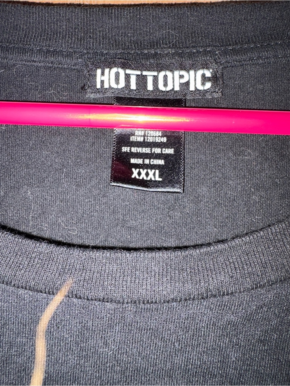 Hot Topic Black Graphic Long Sleeve Tee with Neon Pink Accent - Picture 2 of 3